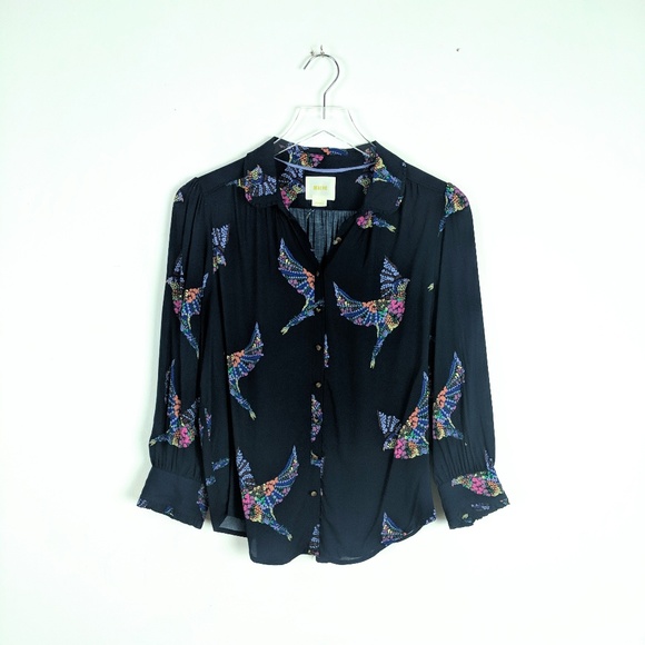 Anthropologie Tops - Maeve Anthropologie Mosaic Bird Blouse XS